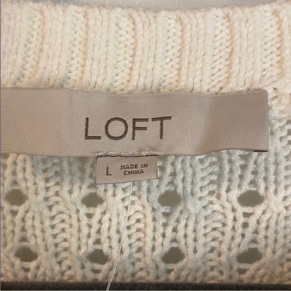 LOFT Women's Blue and White Sweater - Picture 4 of 4